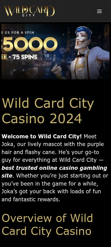 Wild Card City Casino mobile view